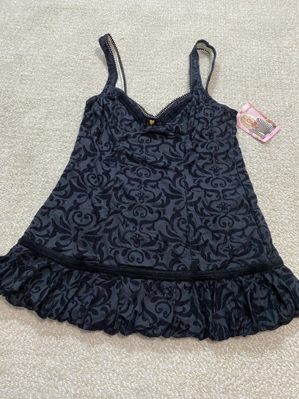 Betsey Johnson swin black Vintage 90s límited Edition Size L 90% Nylon 90%Poly